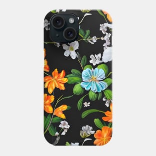 Colorful meadow flowers on a dark background II Phone Case