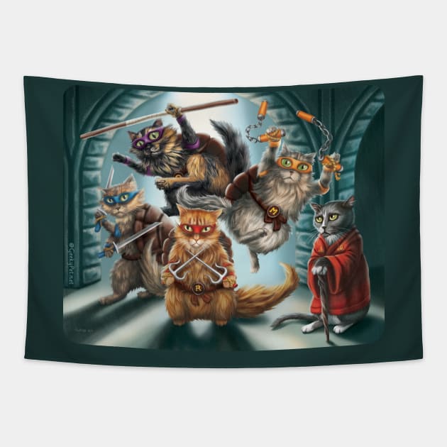 Teenage Mutant Ninja Kittens Tapestry by GeekyPet