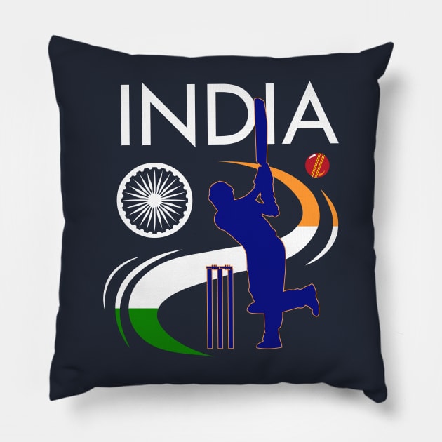 India Cricket With Indian Flag Brush Stroke Pillow by BraaiNinja