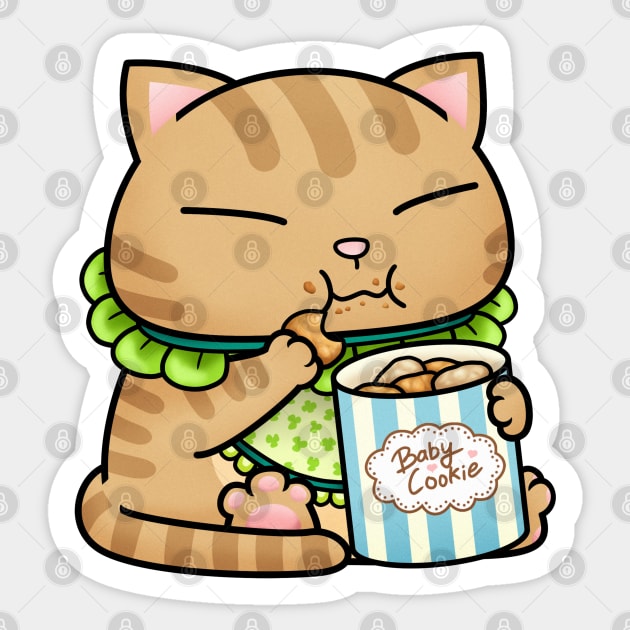 Cute happy white little chibi Kawaii baby kitten' Sticker