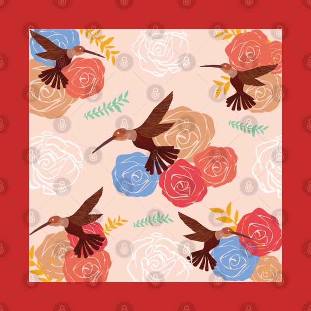 Hummingbird Pattern - Cute Floral Print Design by Art Like Wow Designs