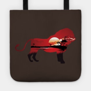 Red African Sunset with Lion Tote