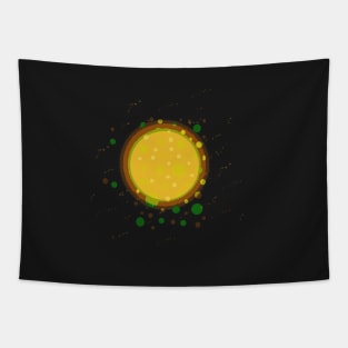 Abstract Yellow Planet Tapestry