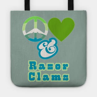 Peace, Love & Razor Clams - Pacific Northwest Style Groovy Retro Mossy Colors Tote