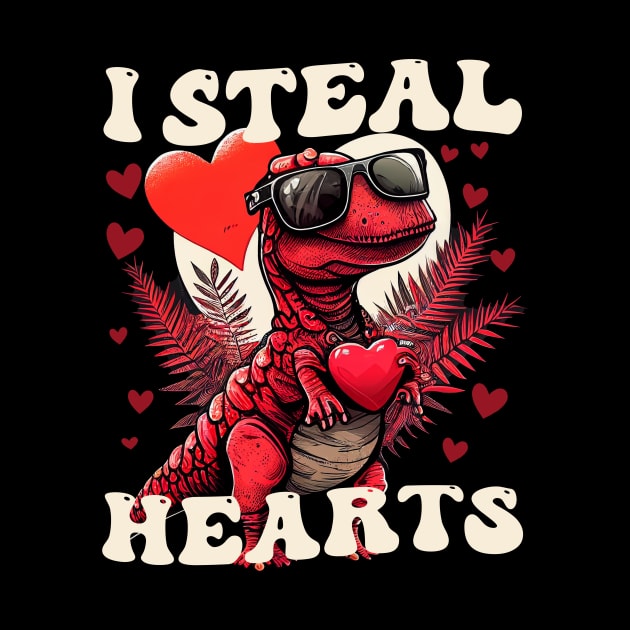 I Steal Hearts Dinosaur Valentine's Day by CHNSHIRT