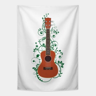 Mahogany Ukulele Flowering Vines Tapestry