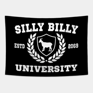 Silly Billy University Funny Meme School Goat Tapestry