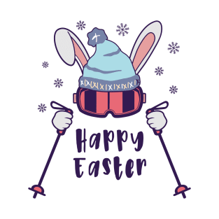 Happy Easter from Skiing Rabbit with ski poles T-Shirt