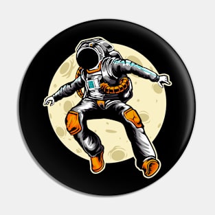 Jumping Astronaut Illustration Pin