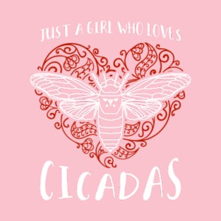 Just a Girl Who Loves Cicadas Artsy Heart T-Shirt