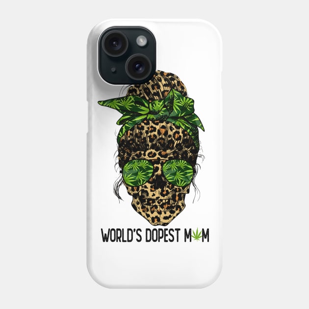 Cute Leopard Skull Lady World's Dopest Mom Weed Phone Case by Magazine