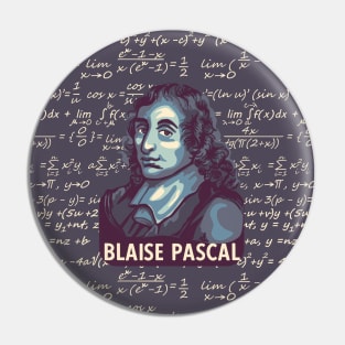 Blaise Pascal Portrait With Mathematics Pin