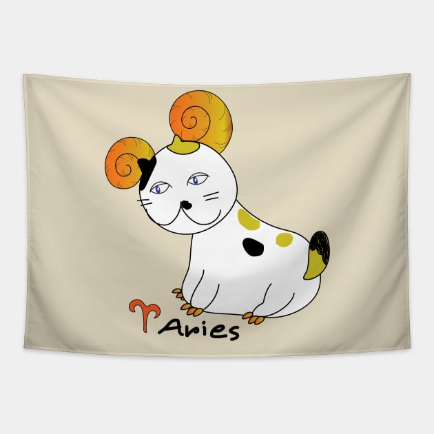 Aries zodiac funny cat Tapestry by BonusSingh