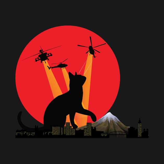 Cat Kitty Lover Funny Catzilla Japanese Monster by XOZ