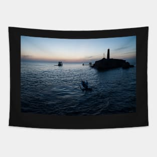 Lighthouse Sunset Tapestry