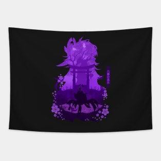 GENSHIN IMPACT YAE MIKO NEGATIVE SPACE Tapestry