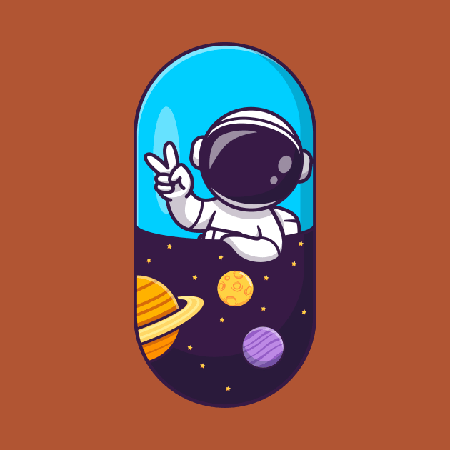 Cute Astronaut In Space Capsule Cartoon by Catalyst Labs