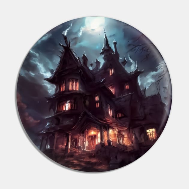 Spooky haunted house Pin by TomFrontierArt