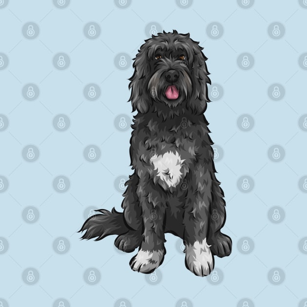 Cute Portuguese Water Dog | Black by Shirin Illustration