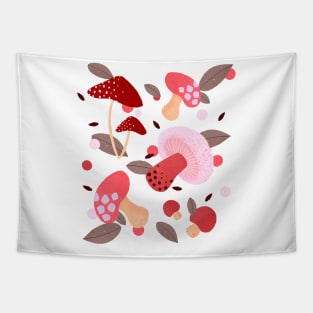 Pink and red mushrooms Tapestry