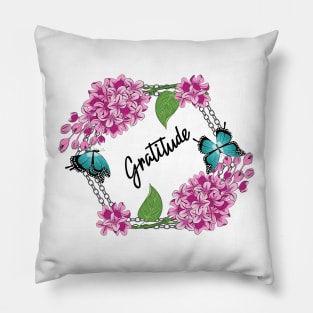 Gratitude - Lilacs And Butterflies Pillow