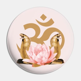 Om King Cobra Lotus Flower Pin