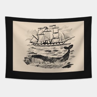 Whale & Ship Sketch - Over The Garden Wall Tapestry