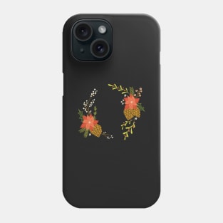 Christmas Florals on Black Phone Case