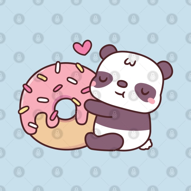 Cute Little Panda Hugging Doughnut by rustydoodle