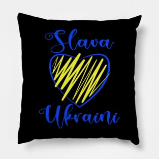 Slava Ukraini Glory to Ukraine heart black Pillow