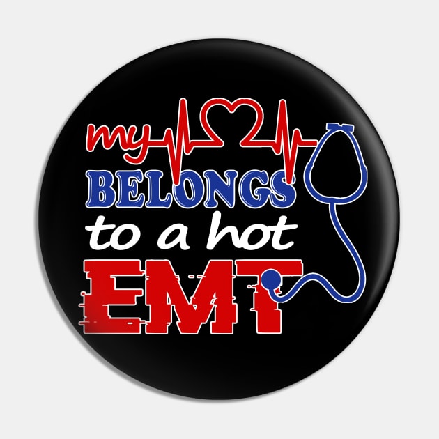 My Heart Belongs To Hot EMT Sweater I Love My EMT Paramedic Pin by blimbercornbread