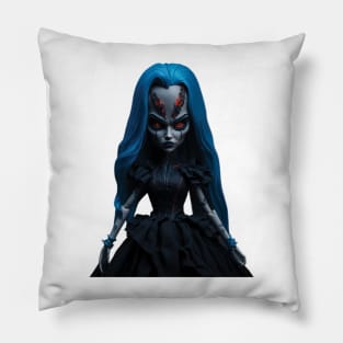 scary blue doll Pillow