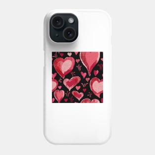 Red Black Heart Pattern Phone Case