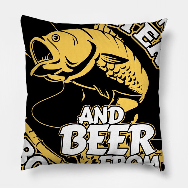 Rescue Fish And Beer Fishing Gift Design Fly Fishing Angler Print Pillow by Linco