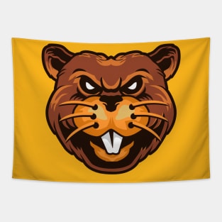 Funny Beaver Head Illustration Tapestry