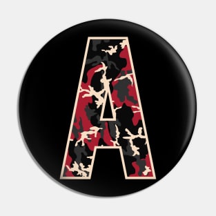 Initial Capital Letter A Camo Alphabet Gift Women Men Pin