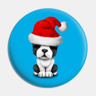 French Bulldog Puppy Dog Wearing a Santa Hat Pin