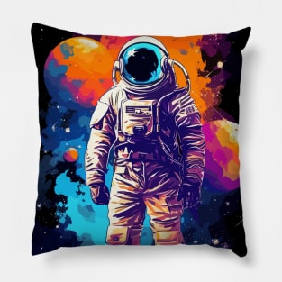 Astronaut in Space Abstract Art Pillow