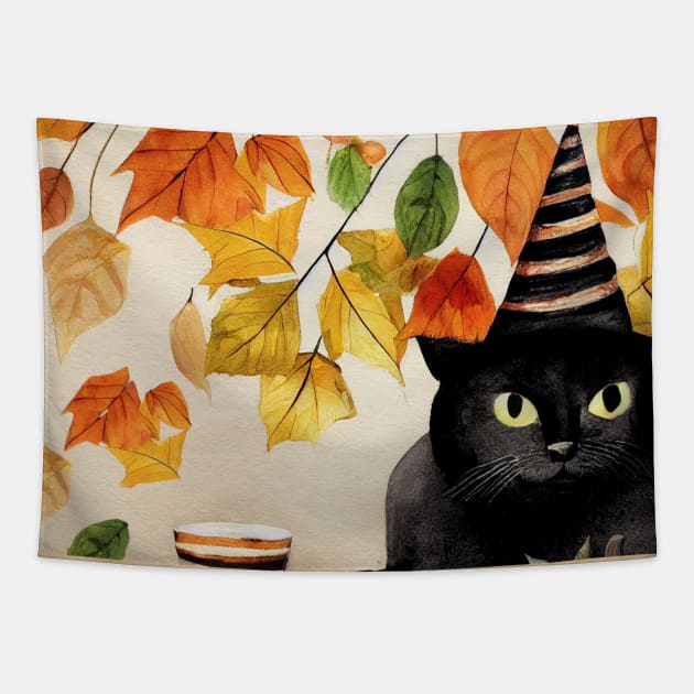 Cat in autumn mood Tapestry by fistikci