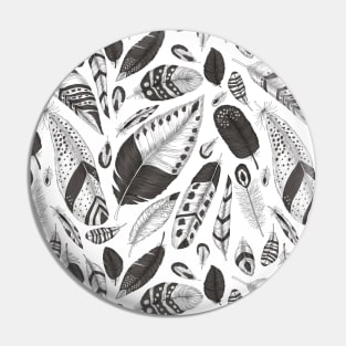 Black and white feathers pattern Pin