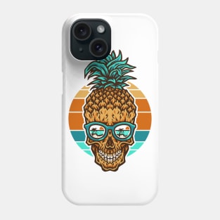 Vintage Retro Sunset Skull Pineapple Beach Holiday Phone Case