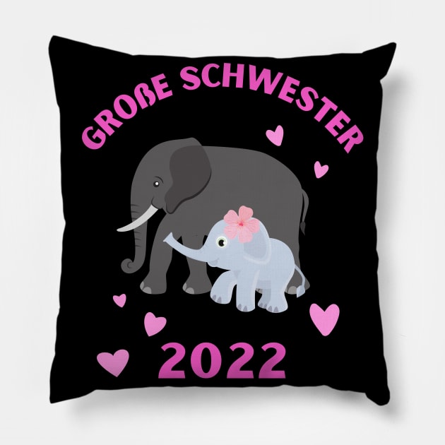 Große Schwester 2022 Geschwister Mädchen Pillow by Foxxy Merch