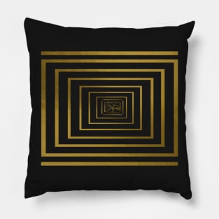 optical illusion illustration in gold color Pillow