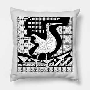 agami heron bird in mexican talavera pattern arts ecopop Pillow