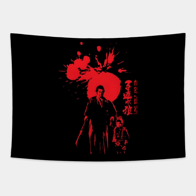 Japanese Wolf and Cub Tapestry by Sparkledoom