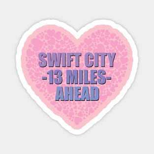 Swift City 13 Mi Shadow Text Heart Magnet