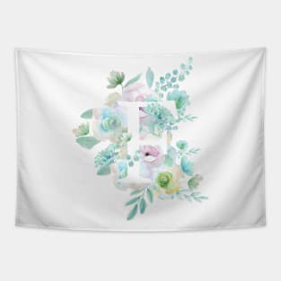 Botanical alphabet F green and purple flowers Tapestry