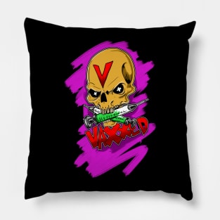 Vaccine positive Heavy Metal Punk Rock Skull Pillow