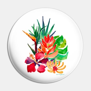 Tropical Garden Vibrant Watercolor Pin