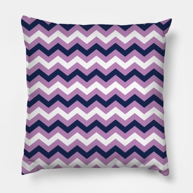 Navy Blue, Lavender and White Chevron Zigzag Pattern Pillow by squeakyricardo